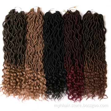 Curly Crochet braid Hair Extensions 18 inch 24 strands/pack Ombre Braiding Hair Synthetic Afro brown Black Locs
